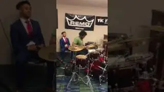 Josiah Maddox on drums at AIM 2017