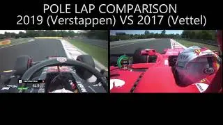 Hungaroring pole lap comparison 2019 (Verstappen) VS 2017 (Vettel) in dry