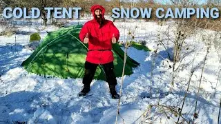 WINTER SNOW CAMPING after SNOW STORM | DEEP SNOW COLD TENT CAMPING - ASMR