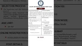 Assam Veterinary Recruitment 2025 &ndash; Apply for 445 VFA Vacancies