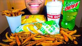 FIVE GUYS VS SUBWAY SANDWICH MUKBANG EATING MOUTH SOUNDS BIG BITES SUB FRIES SPRITE OREO MILKSHAKE