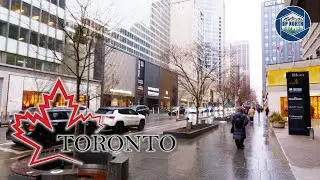 Downtown TORONTO Walking Tour of BLOOR - YONGE in Rain | 4K60FPS