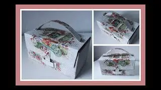 Recycled box with decoupage over magazine sheets - DIY - Crafts and Recycling