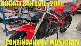 DUCATI 848 EVO 2011  - MONTANDO SUSPENSÃO, RODA, PARALAMA E FAROL