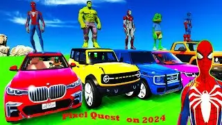 Spiderman Cars Monster Truck Mega sea Ramp Challenge | Superhero Jet Motors Car Epic Race | GTA V5