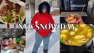 NYC Snow Storm Had Me STUCK ❄️ Jamaican Chicken Foot Soup, Movies & Snow Shoveling