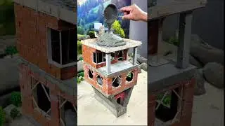 Real Cement Pour in Tiny Scale! 😍 Satisfying Mini Build#shorts#viral#facts