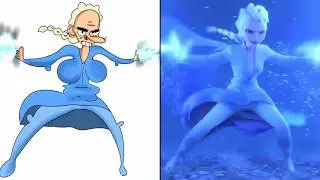 Disney&rsquo;s frozen drawing meme |Elsa times the spirit : wind , fire and water | Elsa's palace |