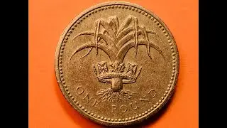 United Kingdom 1990 One Pound Coin - UK Welsh Leek &pound;1 - Great Britain - Queen Elizabeth II - Wales