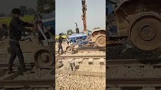 Tractor on Track for ballast putting in Track #train #railway #railwaystation