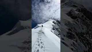 The last steps of the summit Push! #mountains #mountainswiev #summit #viral #climbing #travel #snow