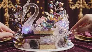 Pure Visual Satisfaction, ASMR Glass Cake Slicing | Cold Crystal Crunch