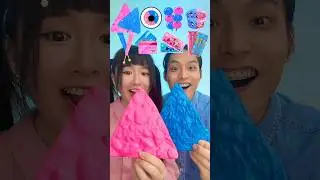 Random Blue Pink Food MUKBANG ASMR 🐳🌸💧🎀❄️#mukbang #asmr #shorts