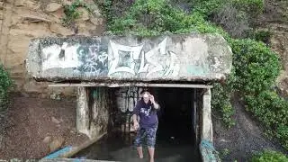 23 WWII No.1 Searchlight Cliff Bunker Below Strzelecki Lookout Newcastle NSW Drone cam Video 1 2019'