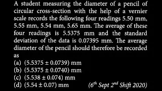 A student measuring the diameter of a pencil of circular cross-section with the help  EUD DTS 05 Q04