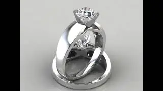 Wide Band Cushion Cut Solitaire Engagement Ring