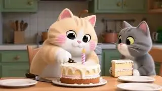 The Gray Kitten's Birthday Surprise &mdash; Chubby Cat Becomes a Master Baker! 🐾🍰 | Сozy cat family