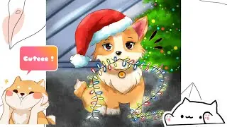 Christmas Dtiys Challenge | Cute Corgi Drawing | (❁&acute;◡`❁)