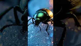 Beetle on Crystal Rock &ndash; Reflection Shift (4K AI Cinematic ASMR) #shorts #macroworld #beetleasmr