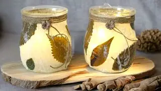 ✅️PUEDES HACER ESTOS ​PORTAVELAS SUPER FÁCIL​​🍂​​DECOUPAGE 🍂​#manualidades 🍂