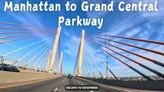 4K Drive - Manhattan to Grand Central Parkway - Brooklyn Bridge - BQE - Kosciusko Bridge