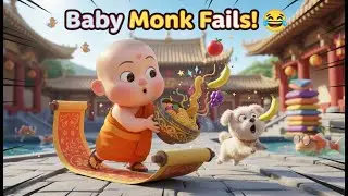 Cute Baby Monk Does Everything Wrong 😂  Funny Kids Animation