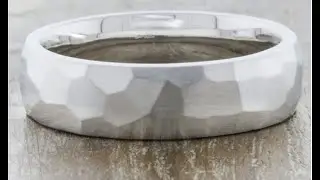 Grove - Hammer Textured White Metal Mens Wedding Band in 4mm, 5mm, 6mm, & 7mm