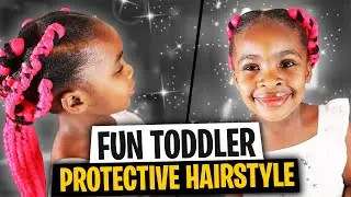 EASY & CUTE Pink BOX BRAIDS for 3Y Old TODDLER l Natural & Protective Styles for Kids| 4C HAIR