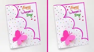 Easy & Cute Women's Day Card Ideas |❤️ Womens Day Greeting Card ❤️ | White Page Women's Day card