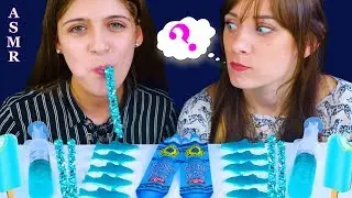 ASMR Blue Color Nerds Rope Jelly, Gummy Sharks, Edible Jello Shooter, Jelly Ice Cream