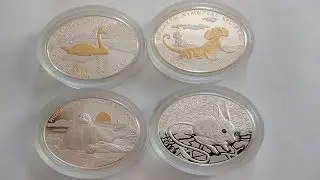 4 монеты из Серии Флора и Фауна Кахахстана / 4 Silver coins from Flora & Fauna of KZ series.