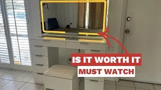 Makeup Vanity with LED Mirror & Power Outlets ✨ Worth It?