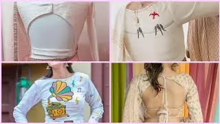 Modern White Color and Cream Color Blouse Designs #girlsfasion #blousedesigns #blousebackneckdesigns
