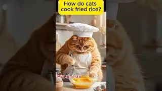 How do cats cook fried rice? #cat #funny #funnycats #catlover #funnyanimals #kucinglucu