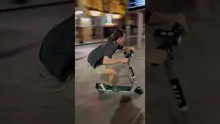 Young Man Falls Riding an Electric Scooter