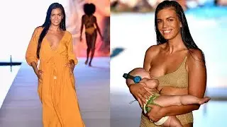 Model Mara Martin breastfeeds her baby while walking the runway