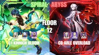 C1 Kinnich Bloom & C0 Arlecchino Overload | Lunar Phase II spiral abyss 9 stars Genshin Impact
