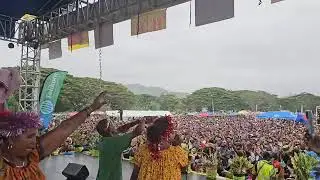 PNG female artist TAITA MARAGA performaning Live during Central Music Festival at Kiwikila Station.