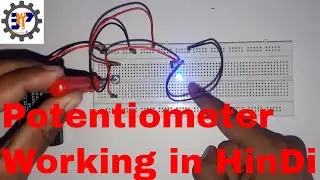Potentiometer circuit connection on Breadboard in hindi