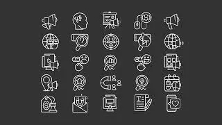 Animated promo white line icons set