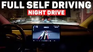 Tesla Full Self Driving Beta at Night - Easy Mode!