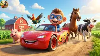 Piglet Stuck in Deep Mud! Monkey Farmer Pulls Him Out &ndash; Farm Work | Monkey Cartoon 🐷🕳️