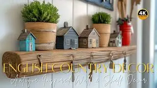 Cozy English Country Cottage with Antique-Inspired Wall & Shelf Decor