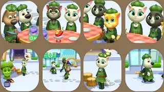 Talking Tom and his friends take care of their beautiful flower garden enjoy delicous meals together