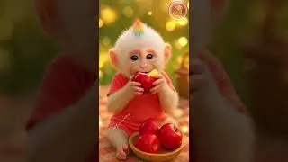 Baby Monkey Eating Apple 🍎🐵 | Cute & Funny Viral Shorts @YUMKEY
