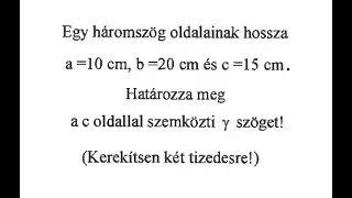 Koszinusz-tétel alkalmazása. (11.o.) (24.7.24.-4)