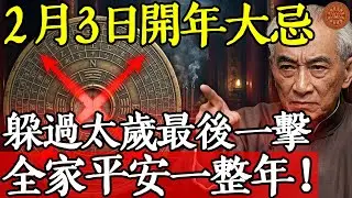 2月3日開年大忌躲過太歲最後一擊，全家平安一整年！#南怀瑾 #南怀瑾智慧 #国学智慧 #佛法 #修行 #太岁 #2026运势 #犯太岁 #避凶趋吉