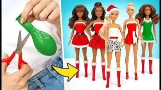 How to Make No-Sew Balloon Christmas Outfits for Dolls 🎈❄️ Easy Winter Crafts
