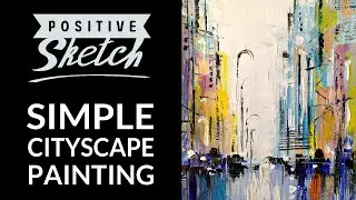 Acrylic painting tutorial / Abstract cityscape painting / White city / How to draw / Easy & quick