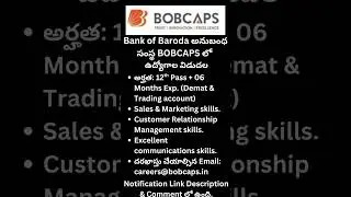 Bulk Hiring - Bank of Baroda Capital is hiring for Business Development Managers in Hyderabad